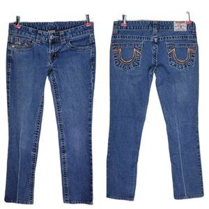True Religion Billy Straight Jeans Low Rise Embroidered Horseshoe 30X27 Size 30